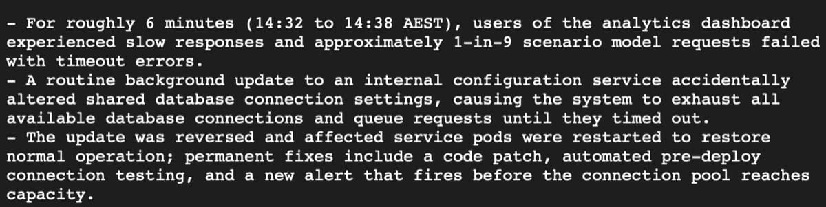 Run 2 Comms output: 3-bullet format auto-recalled from prior session without operator prompt