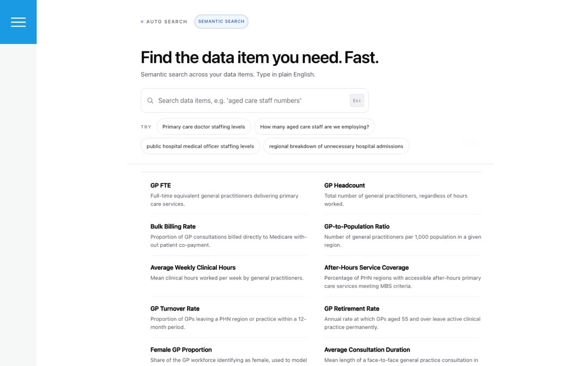The matched item highlighted after navigation